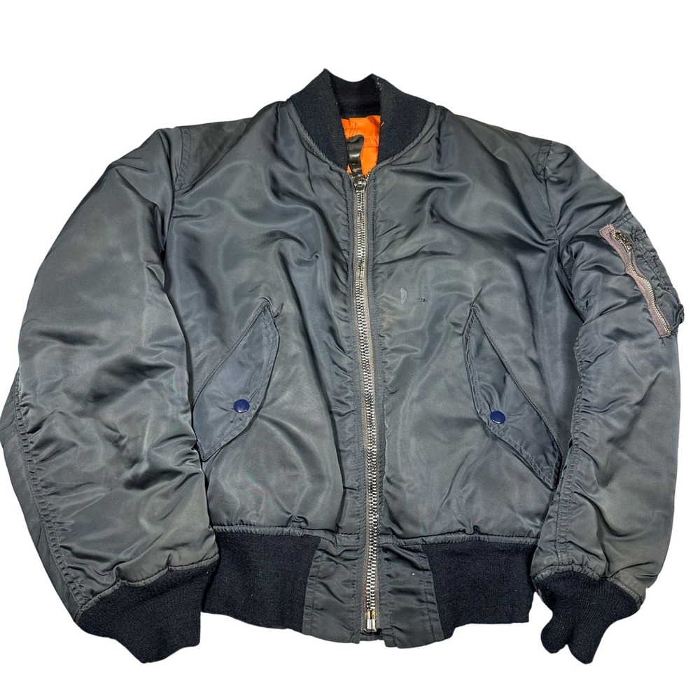 VTG Alpha Industries MA-1 Flight Jacket Navy Blue Bomber Reversible MIL-J-8279E